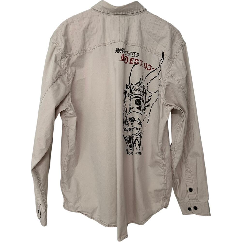 Harley-Davidson Men’s 100% Cotton Twill Graphic Long Sleeve Shirt Cream 2X - Picture 6 of 13
